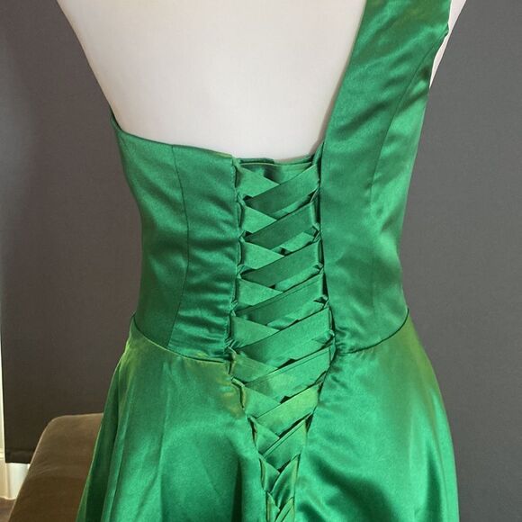 Women’s Green One Shoulder FullLength Prom Party Formal Dress CorsetBack Size S - Picture 7 of 13